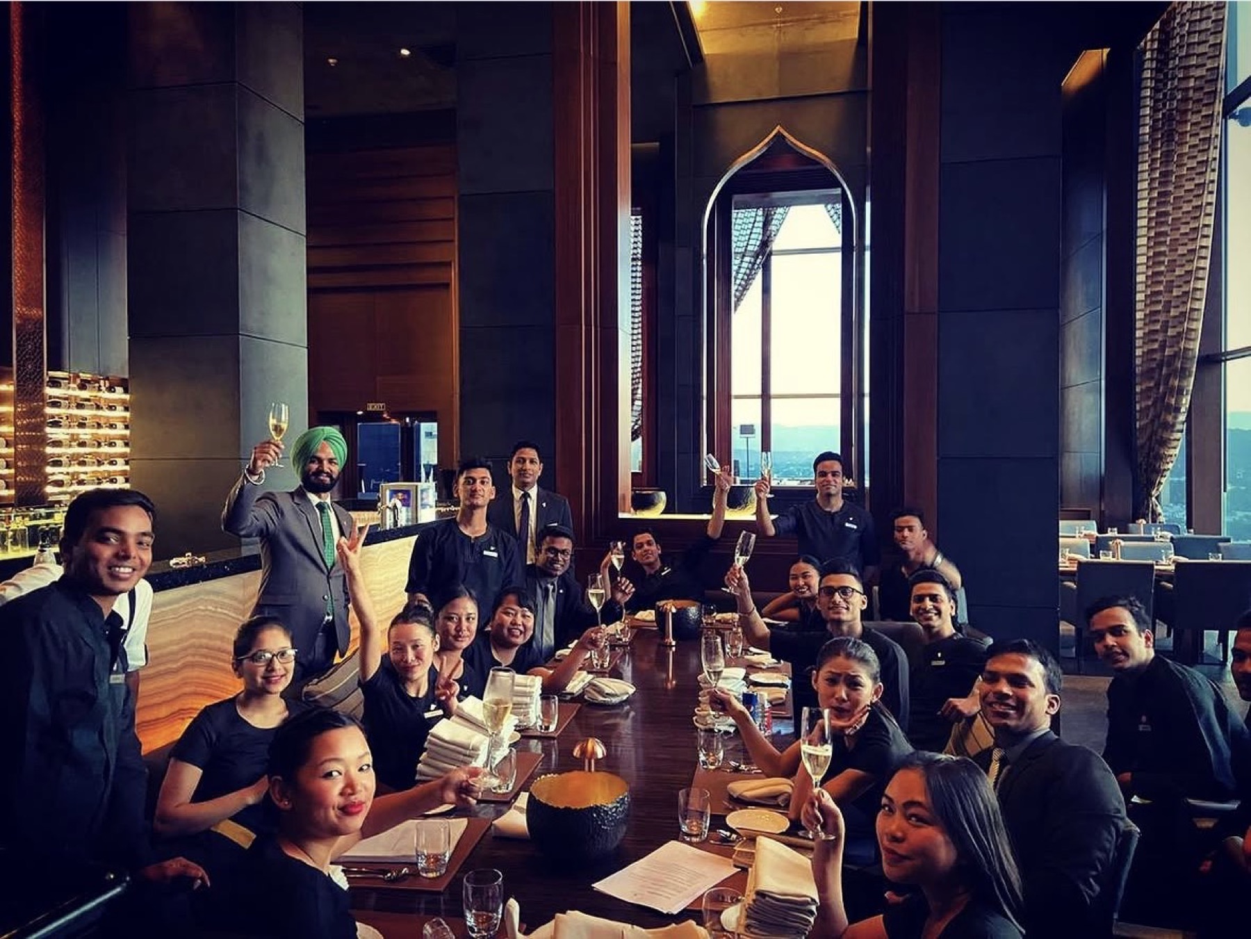 Pukhraj Bedi with a restaurant food and beverage team