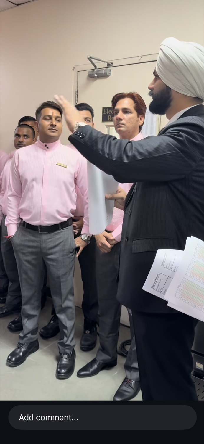 Hospitality team listening during a briefing