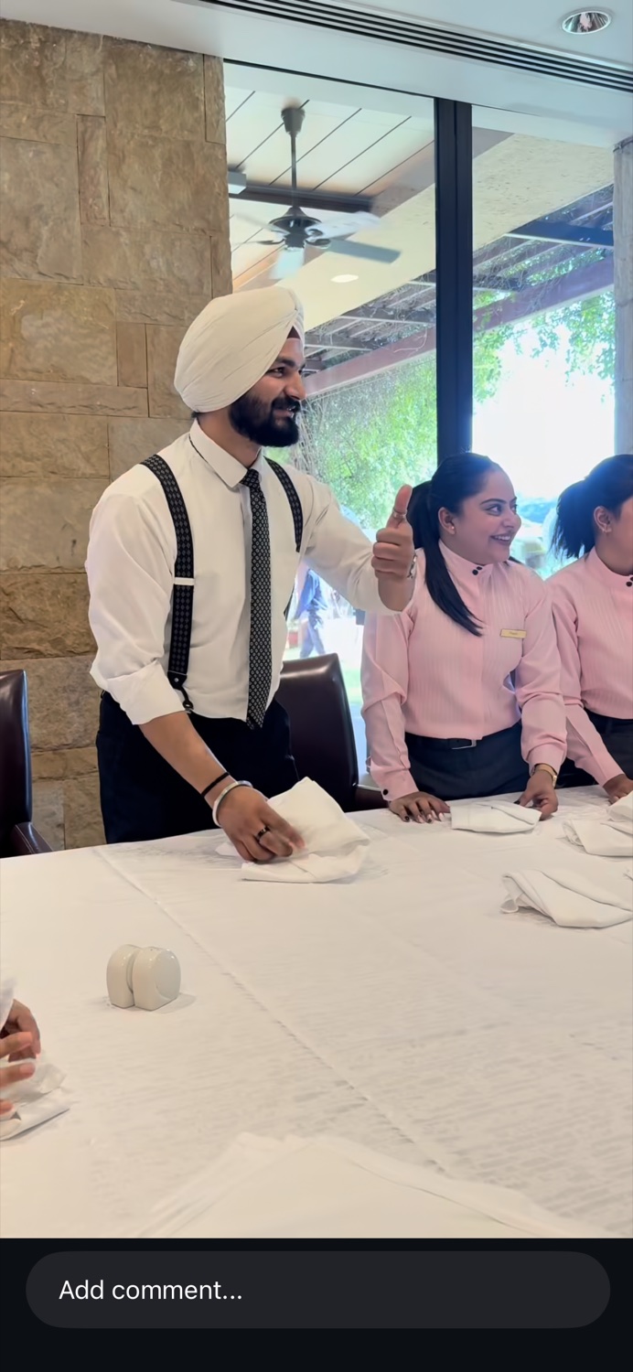 Pukhraj Bedi demonstrating table service